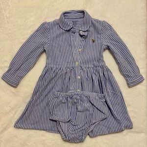 Blue and white striped Polo Ralph Lauren dress. 18 months.